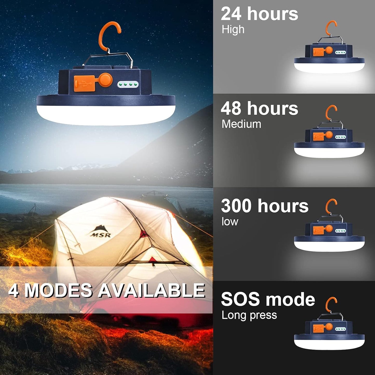 10000mAh 4000LM Flashlight Portable LED Camping Lantern Rechargeable Light 30W with Magnet , IPX5 Waterproof Tent Lights Power Failure Emergency