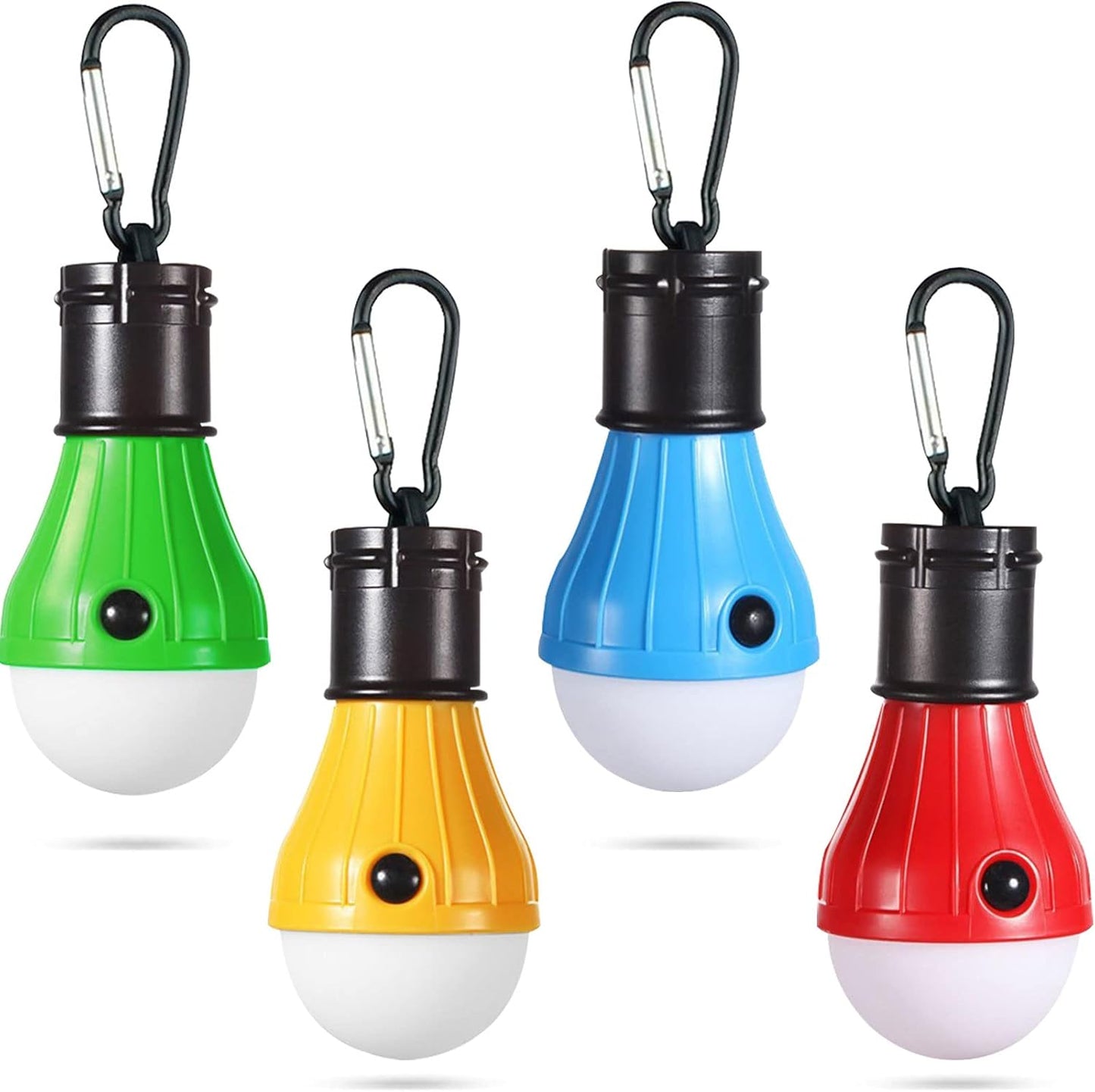 LED Camping Tent Lantern, Portable Outdoor Waterproof Emergency Light Bulb, Battery Powered with Clip Hook, Super Bright, for Hiking, Party，Camping, Fishing, Power Failure (4 Packs, Black )