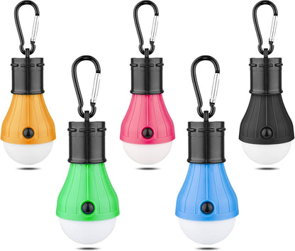 LED Camping Tent Lantern, Portable Outdoor Waterproof Emergency Light Bulb, Battery Powered with Clip Hook, Super Bright, for Hiking, Party，Camping, Fishing, Power Failure (4 Packs, Black )