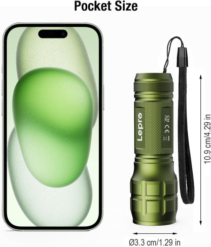 Lighting EVER LED Flashlights High Lumens, Small Flashlight, Waterproof, Adjustable Focus Flash Light for Outdoor, Emergency, Camping, AAA Batteries Included, 2 Pack