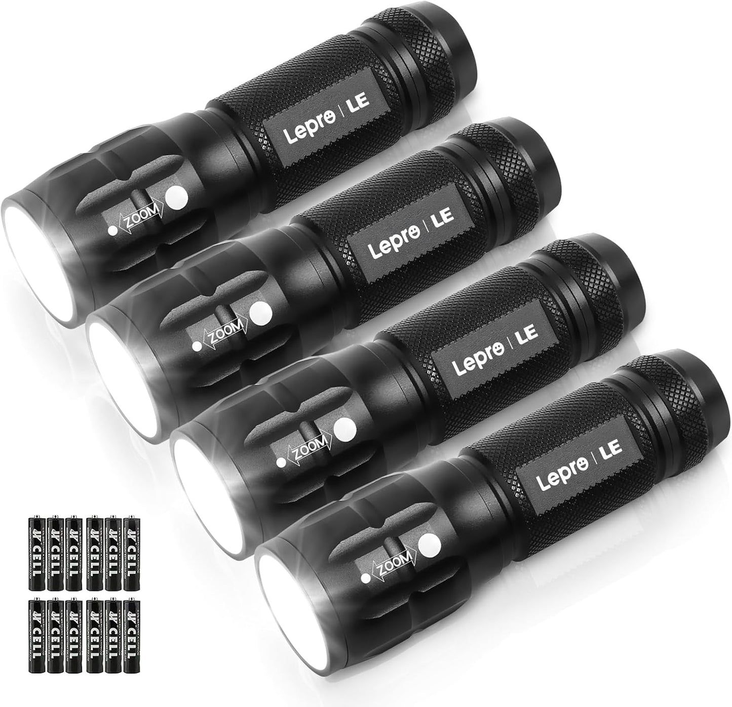 Lighting EVER LED Flashlights High Lumens, Small Flashlight, Waterproof, Adjustable Focus Flash Light for Outdoor, Emergency, Camping, AAA Batteries Included, 2 Pack