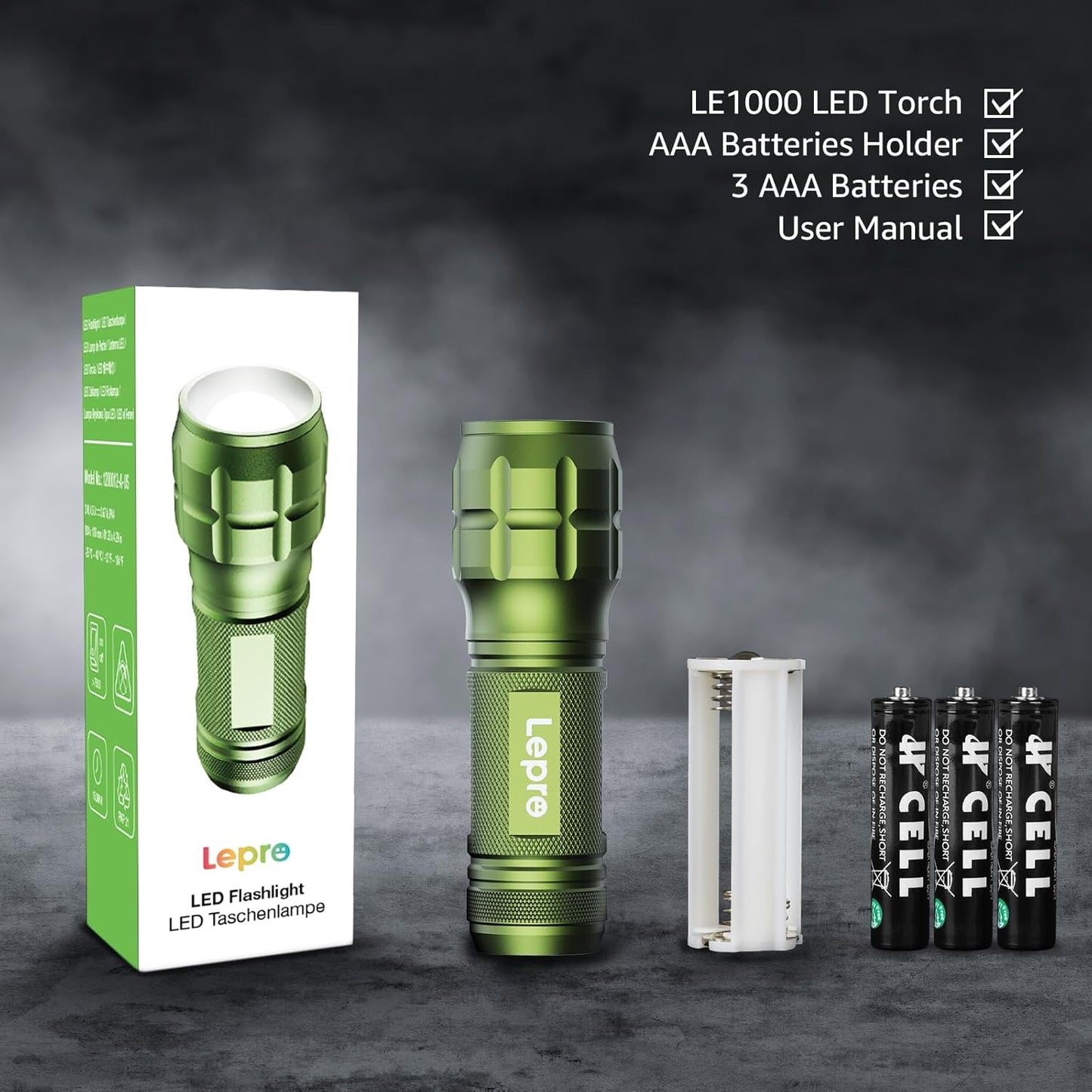 Lighting EVER LED Flashlights High Lumens, Small Flashlight, Waterproof, Adjustable Focus Flash Light for Outdoor, Emergency, Camping, AAA Batteries Included, 2 Pack
