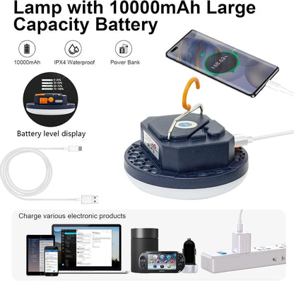 10000mAh 4000LM Flashlight Portable LED Camping Lantern Rechargeable Light 30W with Magnet , IPX5 Waterproof Tent Lights Power Failure Emergency